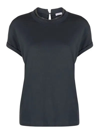 Brunello Cucinelli Crew-neck T-shirt In Light Blue
