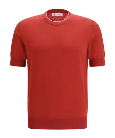 Brunello Cucinelli Crew-neck T-shirt In Red