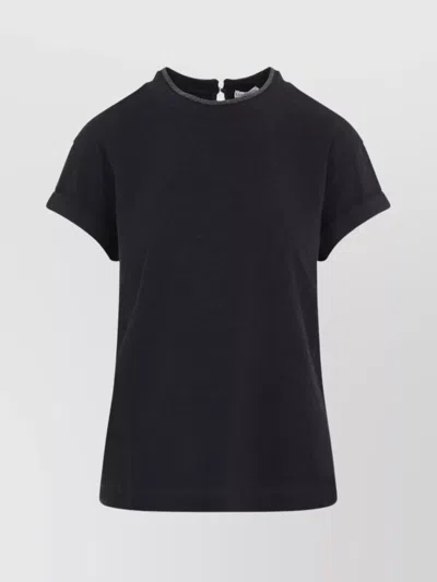Brunello Cucinelli Crew Neck T-shirt Rolled Cuffs In Grey
