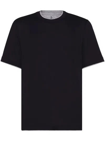 BRUNELLO CUCINELLI T-SHIRT WITH FAUX-LAYERING