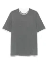 Brunello Cucinelli Crew-neck T-shirt With Faux-layering In Gray