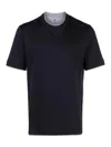 Brunello Cucinelli Silk And Cotton Blend Crew Neck T-shirt In Azul Oscuro