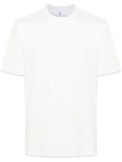 BRUNELLO CUCINELLI T-SHIRT WITH FAUX-LAYERING