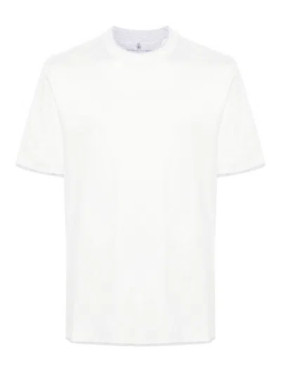 BRUNELLO CUCINELLI CREW-NECK T-SHIRT WITH FAUX-LAYERING
