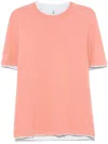 Brunello Cucinelli Men Crew Neck T-shirt With Faux-layering In Yellow
