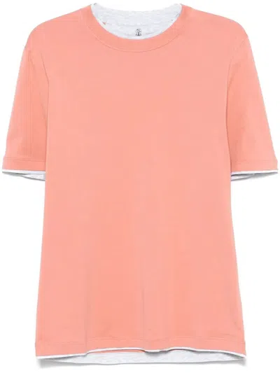 BRUNELLO CUCINELLI T-SHIRT WITH FAUX-LAYERING