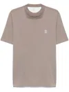 Brunello Cucinelli Men Crew Neck T-shirt With Printed Logo In Brown