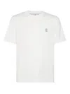 Brunello Cucinelli Crew Neck T-shirt With Subtle Logo Print In White