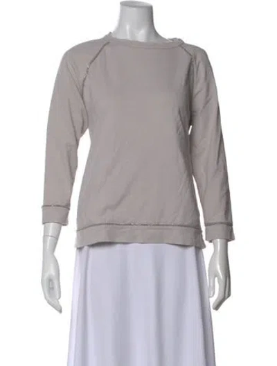 Pre-owned Brunello Cucinelli Crew Neck Three-quarter Sleeve Top In Gray