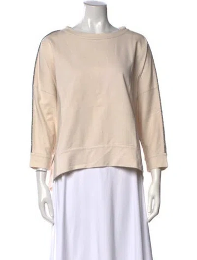Pre-owned Brunello Cucinelli Crew Neck Three-quarter Sleeve Top In Neutral