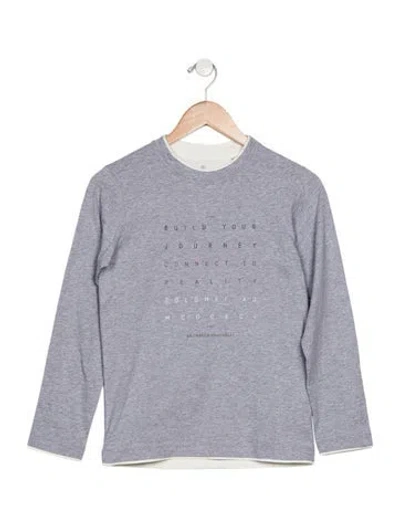 Pre-owned Brunello Cucinelli Kids' Crew Neck Three-quarter Sleeve T-shirt W/ Tags In Grey
