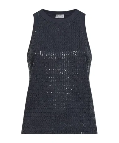 Brunello Cucinelli Crew Neck Vest In Black