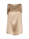 Brunello Cucinelli Khaki Satin Reversible Top In Nude