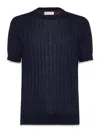 Brunello Cucinelli Rib-knit Linen And Cotton Sweater In Blue