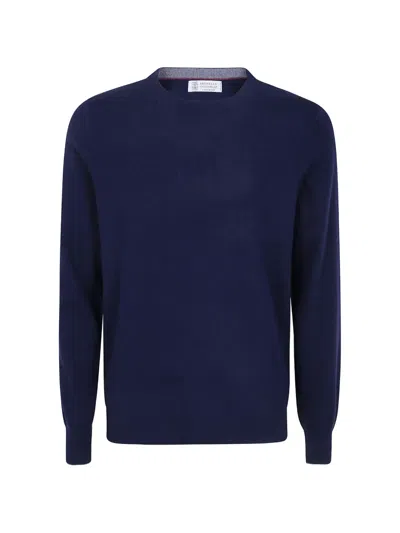 Brunello Cucinelli Crew-neck Cashmere Jumper In Blue
