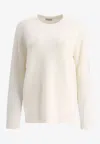 Brunello Cucinelli Cashmere English Rib Sweater With Monili Knitwear White In White