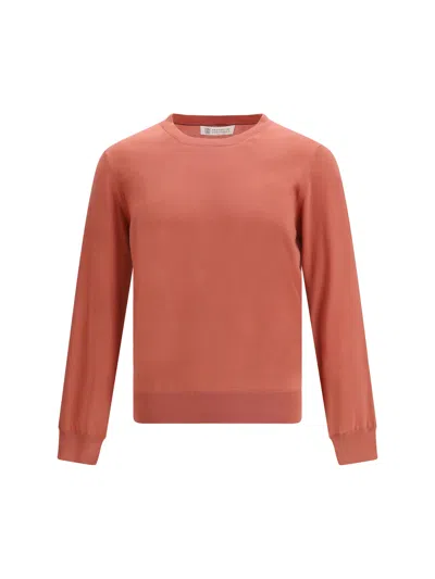 Brunello Cucinelli Cotton Crewneck Sweatshirt In Red