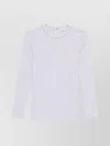 Brunello Cucinelli Crewneck Cotton Sweater With Back Keyhole Detail In White