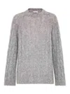 Brunello Cucinelli Wool And Mohair Sweater With Monili In Grey
