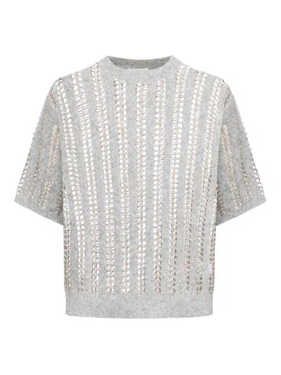 Brunello Cucinelli Beige Perforated Linen Jumper In Neutrals