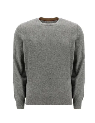Brunello Cucinelli Crewneck Knit Sweater In Dark Grey