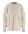 Brunello Cucinelli Crewneck Knitted Boxy Pullover In Nude