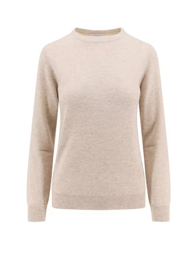 Brunello Cucinelli Cashmere Crew-neck Jumper In Beige