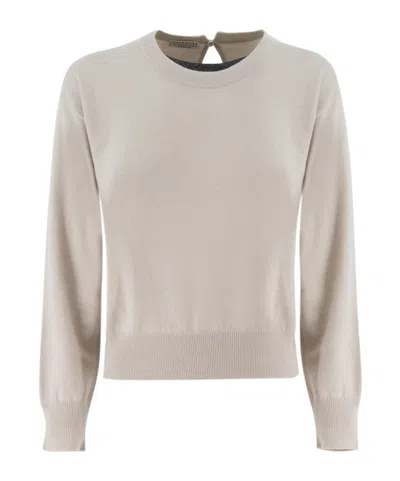 Brunello Cucinelli Crewneck Knitted Jumper In Gray
