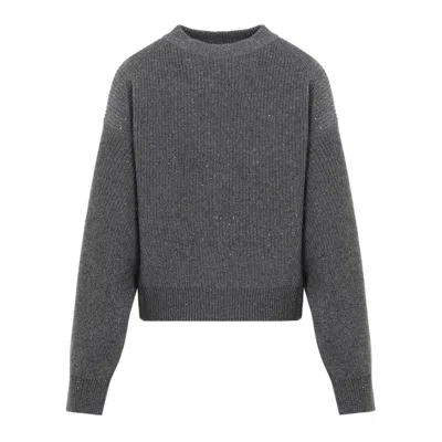 Brunello Cucinelli Metallic Sequin-embellished Jumper In Grey