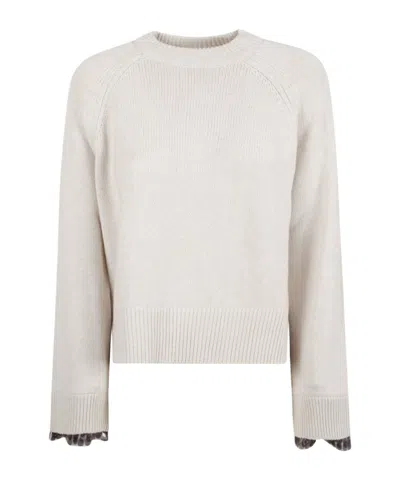 Brunello Cucinelli Sweater With Sequins On The Cuffs In Silver