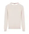 Brunello Cucinelli Crew Neck Cashmere Sweater With Ribbed Cuffs In White