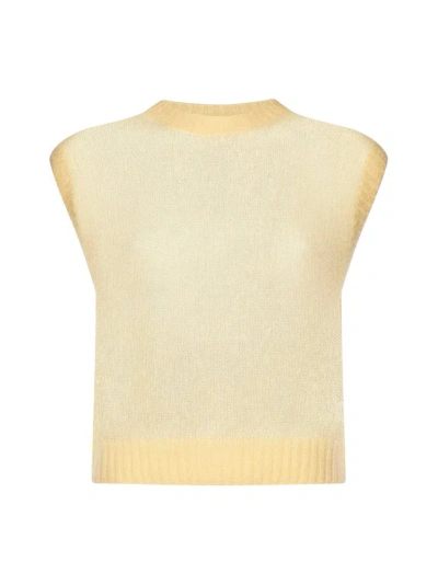Brunello Cucinelli Crewneck Knitted Sleeveless Top In Yellow
