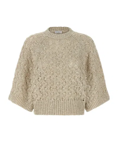Brunello Cucinelli Crewneck Knitted Sweater In Brown