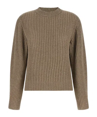 Brunello Cucinelli Crewneck Knitted Sweater In Brown