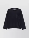 Brunello Cucinelli Long-sleeve Relaxed Fit Sweater With Pocket Detail In Blue