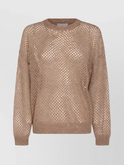 BRUNELLO CUCINELLI CREWNECK KNITWEAR SEQUIN EMBELLISHMENTS