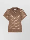 Brunello Cucinelli Crewneck Knitwear Sequin Embellishments In Brown