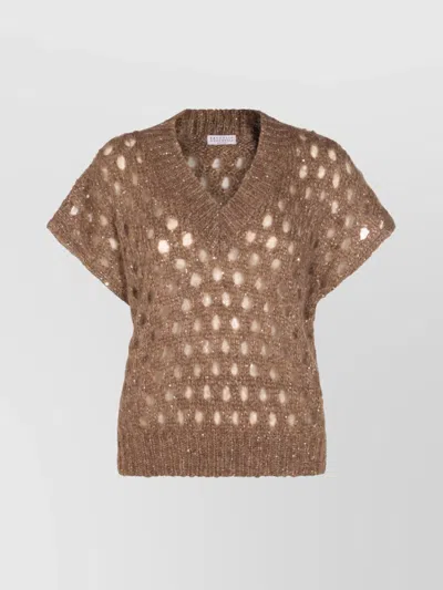 BRUNELLO CUCINELLI CREWNECK KNITWEAR SEQUIN EMBELLISHMENTS