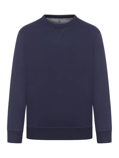 Brunello Cucinelli Crewneck Long-sleeved Sweatshirt In Cobalt
