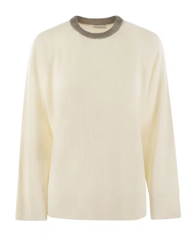 BRUNELLO CUCINELLI BRUNELLO CUCINELLI CREWNECK RIBBED KNITTED JUMPER