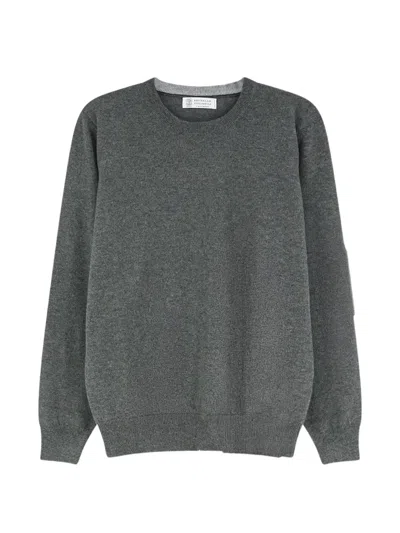 Brunello Cucinelli Crew Neck Long-sleeved Knitwear In Gray
