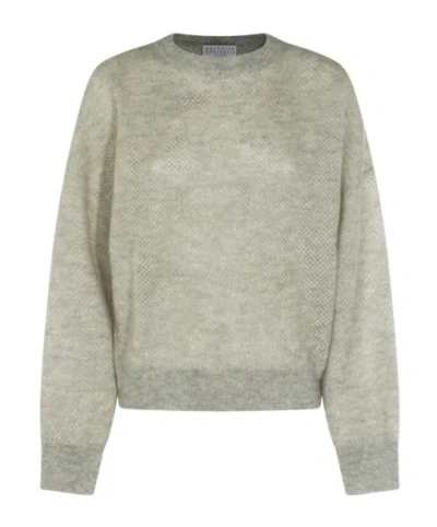 Brunello Cucinelli Crewneck Straight-hem Sweater In Green