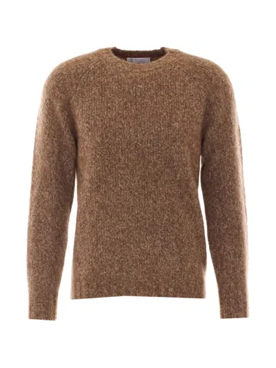 Brunello Cucinelli Crewneck Knitted Sweater In Brown