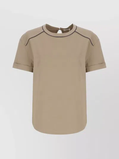 BRUNELLO CUCINELLI CREWNECK T-SHIRT WITH DIAMOND CUT BRASS
