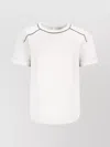 Brunello Cucinelli Crewneck T-shirt With Diamond Cut Brass In White