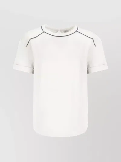 BRUNELLO CUCINELLI CREWNECK T-SHIRT WITH DIAMOND CUT BRASS