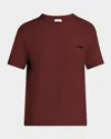 Brunello Cucinelli Crewneck T-shirt With Monili Pocket In Burgundy