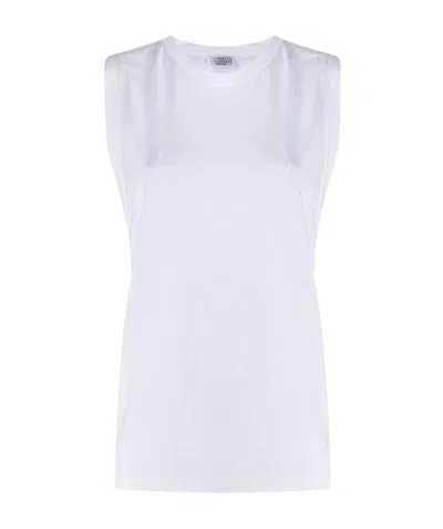 Brunello Cucinelli Crewneck Tank Top In White