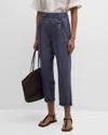 BRUNELLO CUCINELLI MID-RISE CRINKLE COTTON STRAIGHT-LEG ANKLE PULL-ON PANTS
