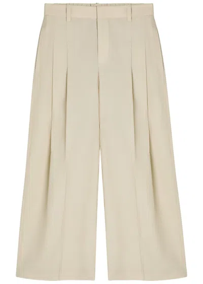 Brunello Cucinelli Crinkled Cotton-blend Trousers In Neutral